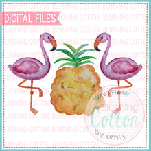 Load image into Gallery viewer, FLAMINGO PINEAPPLE TRIO WATERCOLOR ART