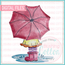 Load image into Gallery viewer, GIRL WITH UMBRELLA SPLASHING WATERCOLOR ART