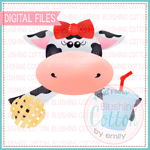 FAST FOOD GIRL COW WATERCOLOR DESIGN BCEH