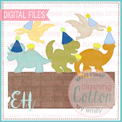 FAUX APPLIQUE DINOS BIRTHDAY WITH NAMEPLATE - BCEH