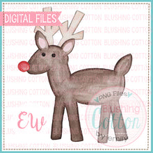 Load image into Gallery viewer, RED NOSE REINDEER WATERCOLOR PNG BCEW