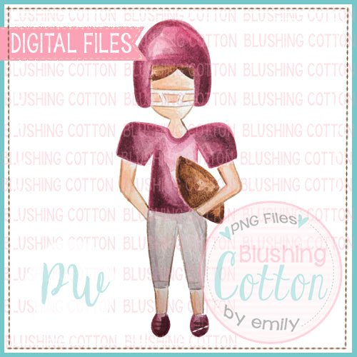 FOOTBALL PLAYER 2 IN MAROON AND GRAY DESIGN WATERCOLOR PNG BCPW