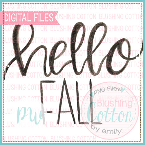HELLO FALL (BLACK ONLY) WATERCOLOR ART PNG