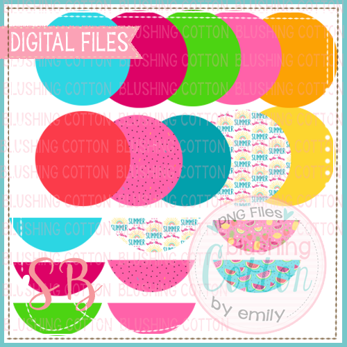 SWEET SUMMER TIME CIRCLE BACKGROUNDS WITH MIX AND MATCH NAME PLATES BUNDLE BCSB