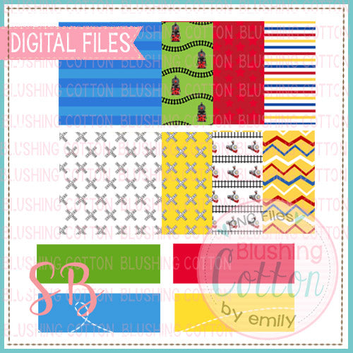 CHOO CHOO TRAIN SQUARE BACKGROUND WITH MIX AND MATCH NAME PLATE BUNDLE BCSB