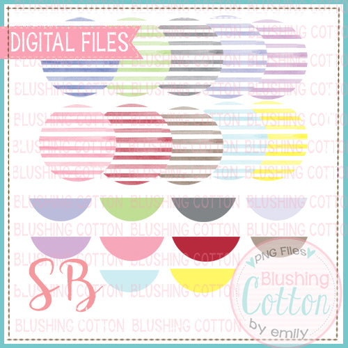 HORIZONTAL STRIPES WATERCOLOR  BACKGROUND WITH NAME PLATES MIX AND MATCH CIRCLE BUNDLE BCSB