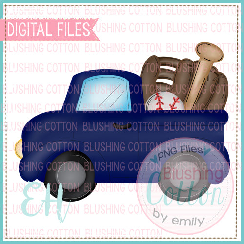 Baseball Truck Navy Watercolor PNG Design   BCEH