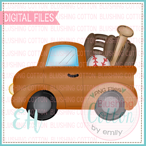 Baseball Truck Rusty Orange Watercolor PNG Design   BCEH