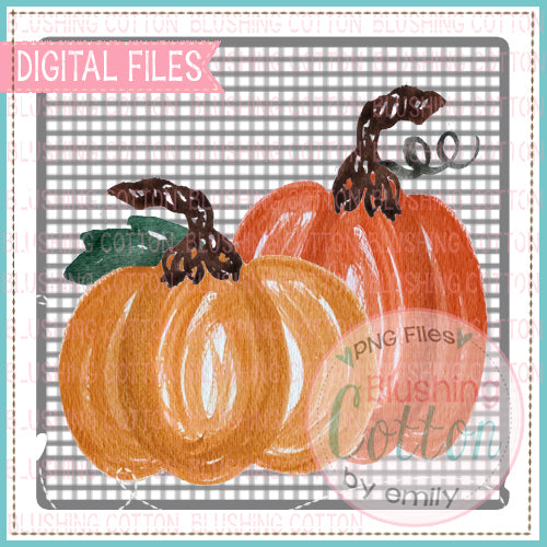 2 LITTLE PUMPKINS WITH GRAY BACKGROUND WATERCOLOR PNG BC