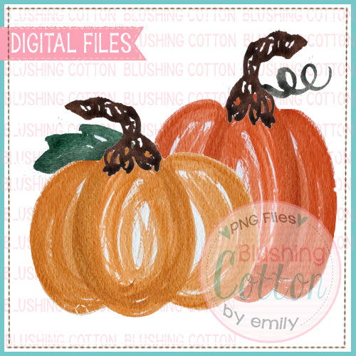 2 LITTLE PUMPKINS WATERCOLOR PNG BC