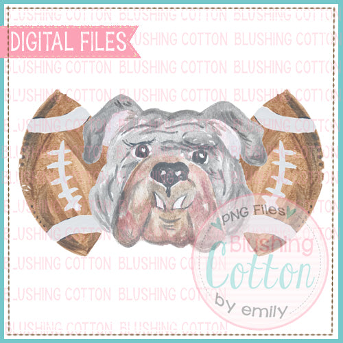 GRAY BULLDOG FOOTBALL TRIO DESIGN WATERCOLOR PNG BC