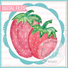Load image into Gallery viewer, 2 STRAWBERRIES SCALLOP WATERCOLOR ART