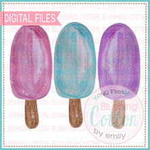 Load image into Gallery viewer, 3 POPSICLES WATERCOLOR ART