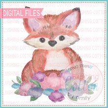 Load image into Gallery viewer, FOX WITH FLOWERS WATERCOLOR ART
