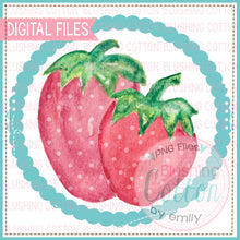 Load image into Gallery viewer, 2 STRAWBERRIES BEADED CIRCLE WATERCOLOR