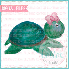 Load image into Gallery viewer, SWIMMING SEA TURTLE WITH BOW WATERCOLOR ART