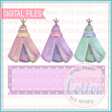Load image into Gallery viewer, TEE PEE TRIO DOTS RECTANGLE WATERCOLOR ART