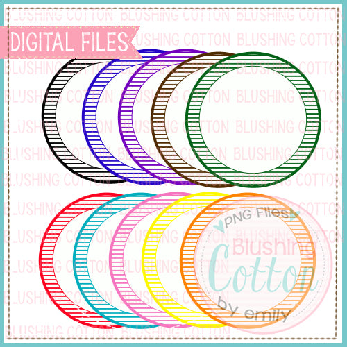 BACKGROUND SET SMALL STRIPE CIRCLE WITH INNER WHITE CENTER WATERCOLOR PNG BC