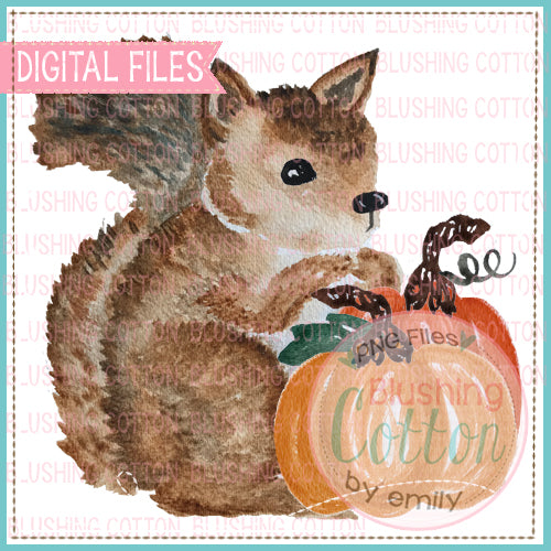 SQUIRREL WITH PUMPKINS DESIGN WATERCOLOR PNG BC