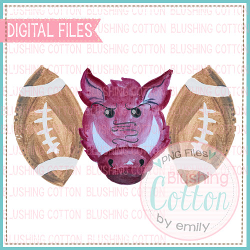 WILD PIG FOOTBALL TRIO DESIGN PNG WATERCOLOR BC