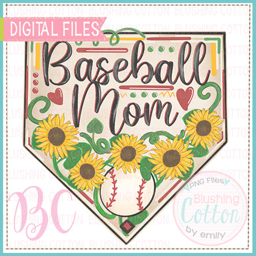 BASEBALL MOM SUNFLOWERS ON BASE  BCBC