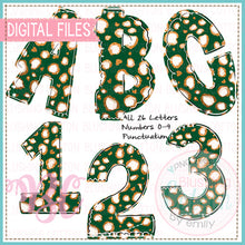 Load image into Gallery viewer, GREEN AND GOLD LEOPARD SPARKLE ALPHA NUMBERS PUNCTUATION FONT BCBC