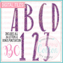 Load image into Gallery viewer, PURPLE AND GOLD GLITTER SPARKLE ALPHA NUMBER AND P UNCTUATION   BCBC