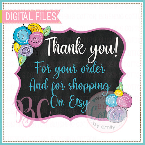 ETSY THANK YOU FLORAL CHALKBOARD   BCBC