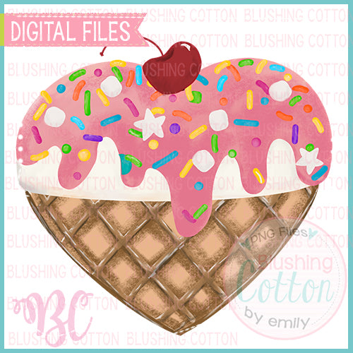 HEART SHAPED ICE CREAM SUNDAE WITH SPRINKLES ON TOP DESIGN   BCBC