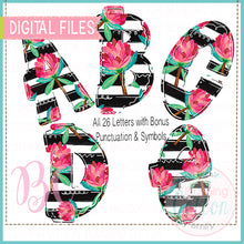 Load image into Gallery viewer, HYDRANGEA FLORAL STRIPE ALPHA AND NUMBES BUNDLE  BCBC