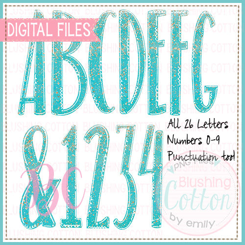 AQUA GLITTER SPARKLE ALPHA AND NUMBER BUNDLE  BCBC
