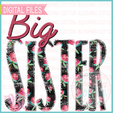 Load image into Gallery viewer, BIG SISTER BLOOMS ON CHARCOAL BACKGROUND DESIGN   BCBC