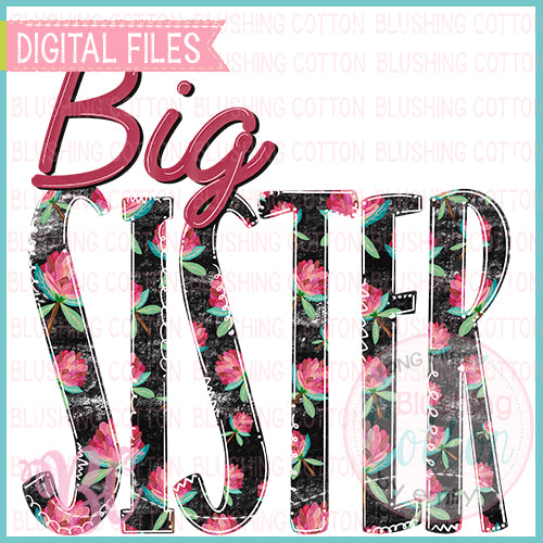 BIG SISTER BLOOMS ON CHARCOAL BACKGROUND DESIGN   BCBC