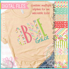 Load image into Gallery viewer, PINK FLORAL STRIPE SLIM ALPHA AND NUMBER BUNDLE  BCBC