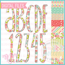 Load image into Gallery viewer, PINK FLORAL STRIPE SLIM ALPHA AND NUMBER BUNDLE  BCBC