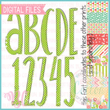 Load image into Gallery viewer, LIME POLKA DOT MUTED BRIGHTS ALPHA AND NUMBER BUNDLE  BCBC
