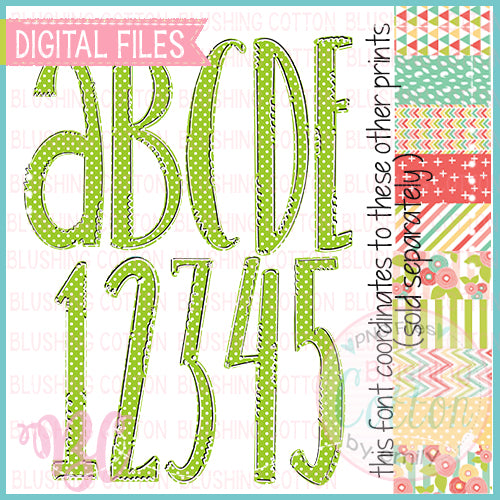LIME POLKA DOT MUTED BRIGHTS ALPHA AND NUMBER BUNDLE  BCBC