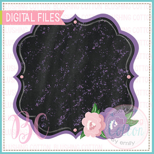 BLANK CHALKBOARD FLOWER PURPLE SPLATTER FRAME  BCBC