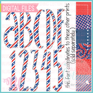 PATRIOTIC RED WHITE AND BLUE BUNTING ALPHA BUNDLE   BCBC