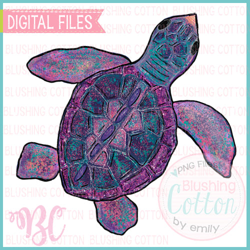 WATERCOLOR TEAL AND PURPLE SEA TURTLE DESIGN   BCBC