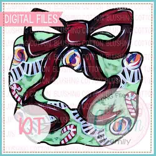 Wreath With Red Bow Design   BCDT