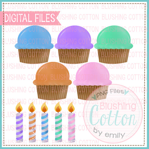 ADD A CANDLE CUPCAKE SET WATERCOLOR DESIGN  BCEH