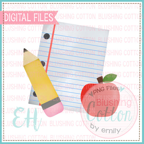 BACK TO SCHOOL PENCIL AND PAPER WATERCOLOR DESIGN BCEH