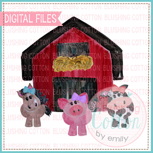 BARN CURIOUS HORSE PIG COW GIRL SCENE - BCEH