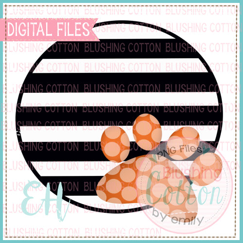 BLACK STRIPES ORANGE PAW WATERCOLOR DESIGN BCEH