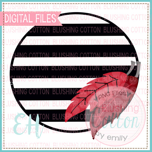 BLACK STRIPES RED FEATHERS WATERCOLOR DESIGN BCEH