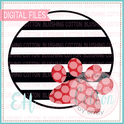 BLACK STRIPES RED PAW WATERCOLOR DESIGN BCEH