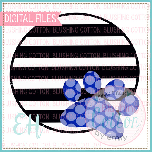 BLACK STRIPES ROYAL BLUE PAW WATERCOLOR DESIGN BCEH