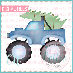 BLUE MONSTER TRUCK WITH TREE DESIGN   BCEH