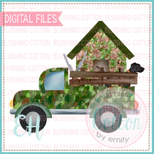 Camo Farm Truck With Hunting Blind and Black Lab Design  BCEH  Free with $5 Purchase